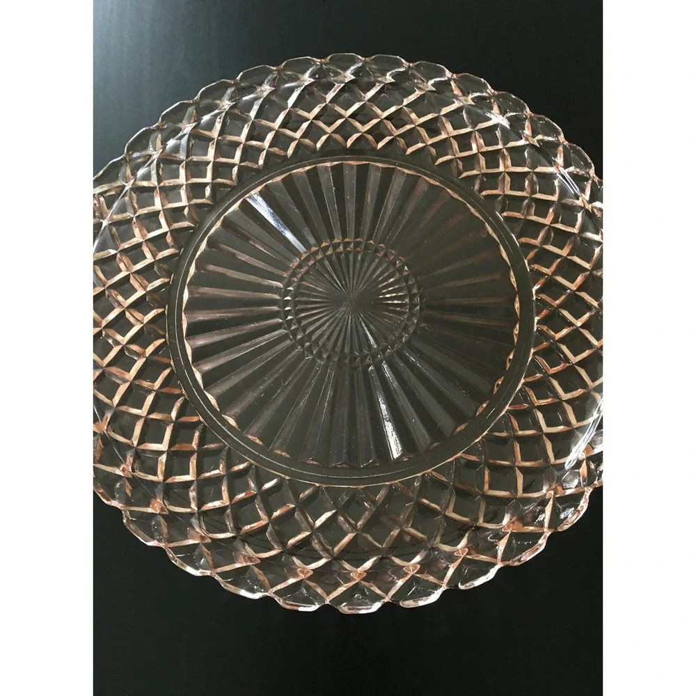 Pink Depression Glass‎ Anchor Hocking Waterford Waffle Sandwich Serving Tray 12